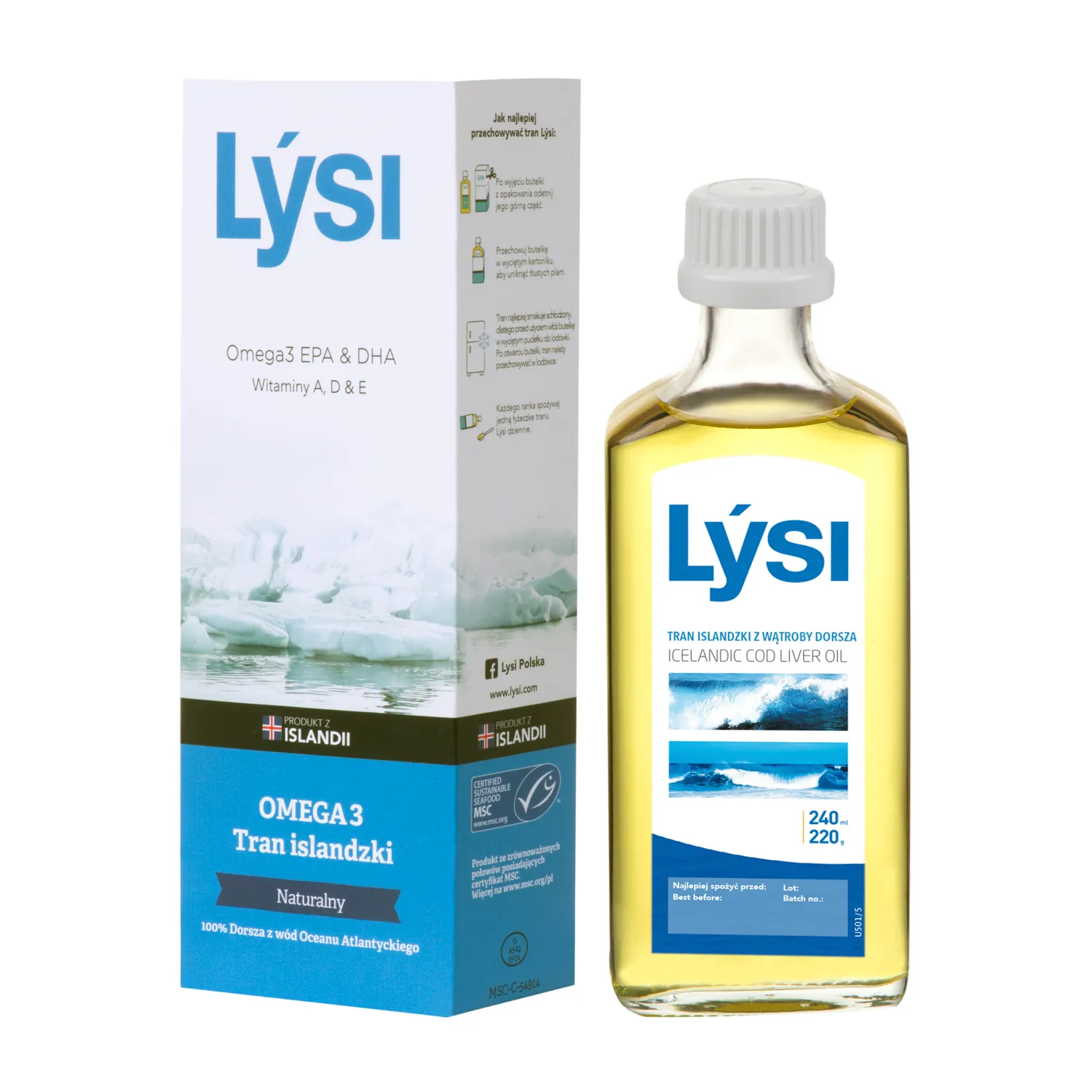 Lysi Tran islandzki naturalny, olej, 240 ml