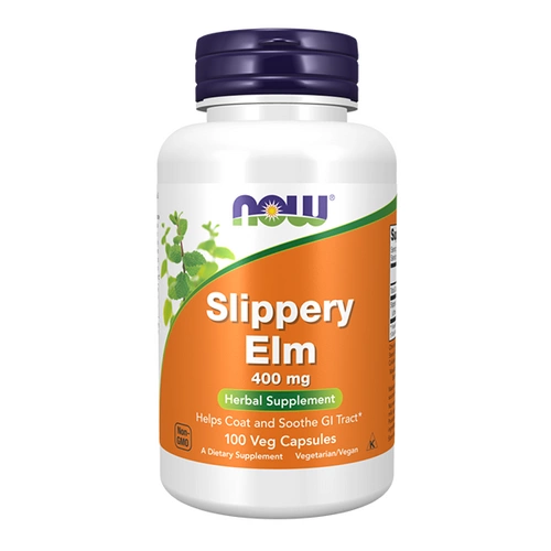 NOW Foods Slippery Elm – Wiąz czerwony 400 mg, 100 kapsułek roślinnych
